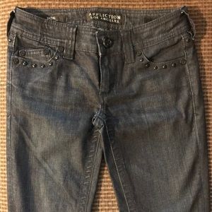 Buckle Affliction jeans w/ studs and rhinestones